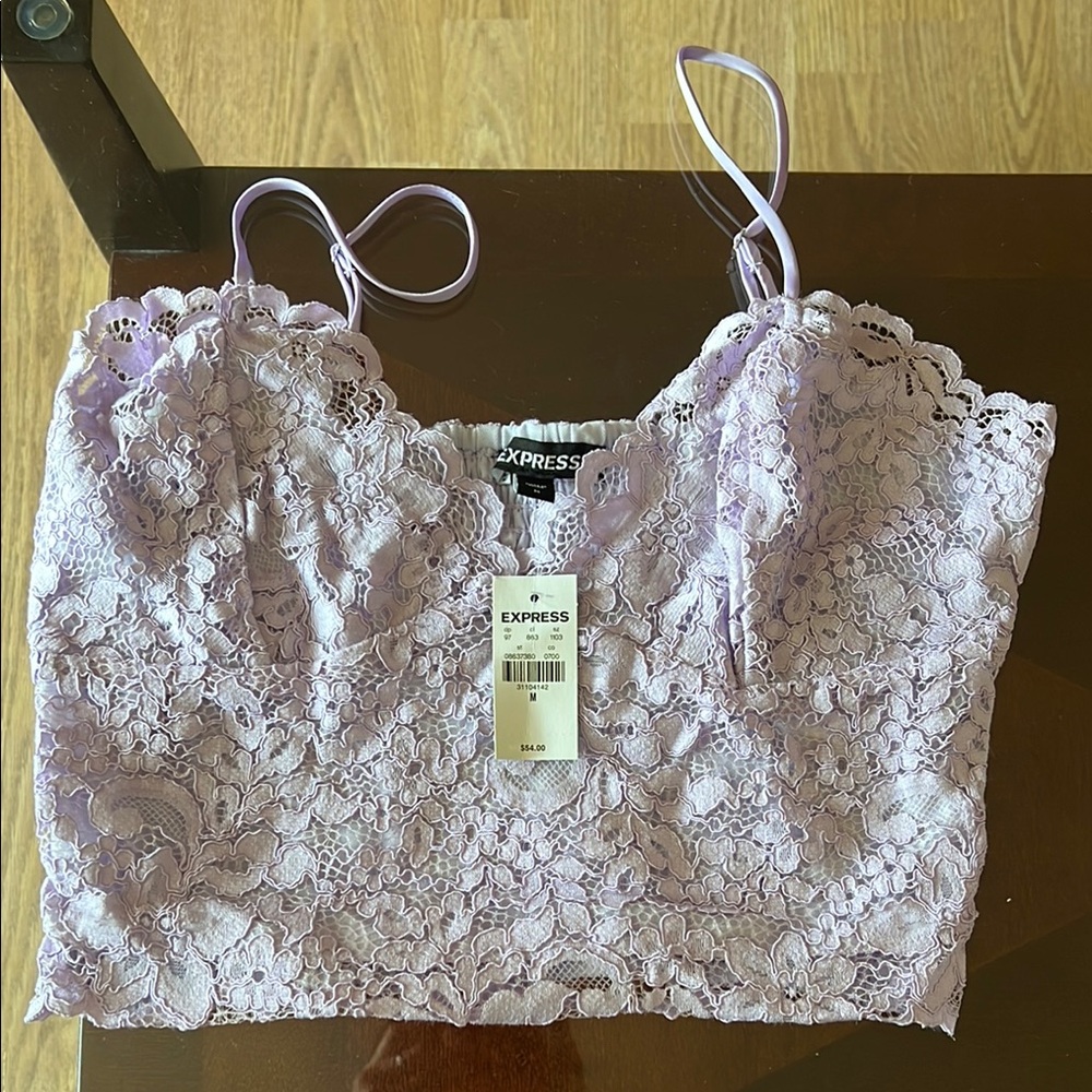 Express Lavender Lace Crop Top